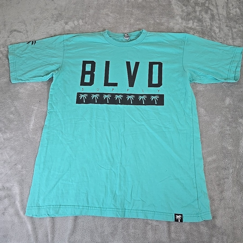 BLVD Supply Co Shirt Mens XL Green Short Sleeve Crew Neck Streetwear Casual